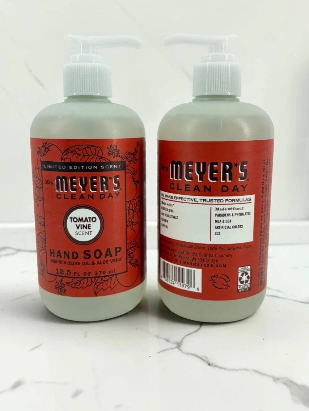 Lot of 2 Mrs. Meyers Clean Day Hand Soap Tomato Vine Limited Edition 12.5oz
